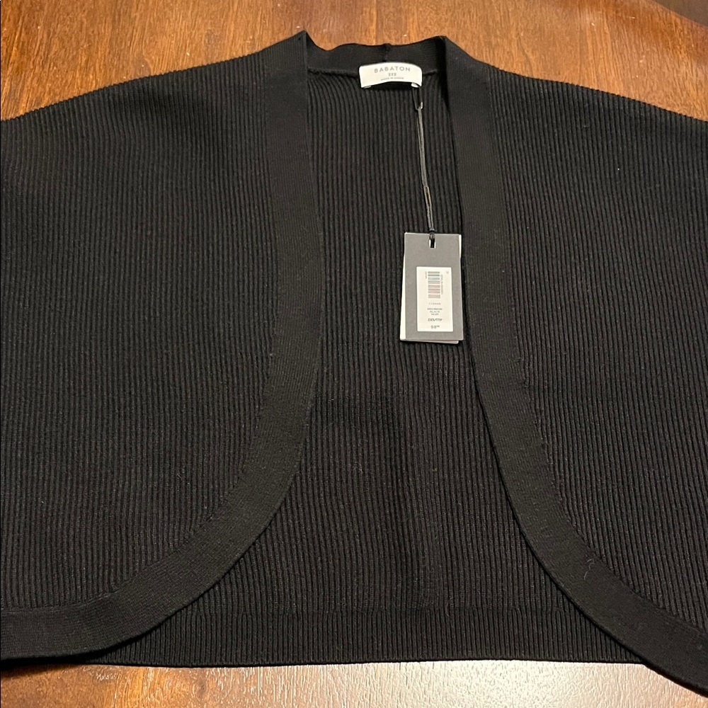 Aritzia Black Cropped Open-Front Shrug - Picture 3 of 5